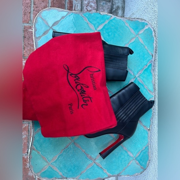 Christian Louboutin Me in the 90's 100 Black Leather Calf High Heels Boots - Picture 13 of 16